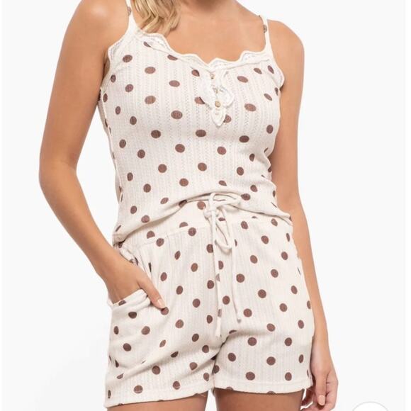NWT Ivory Polka Dot Set Size Medium - Picture 1 of 6